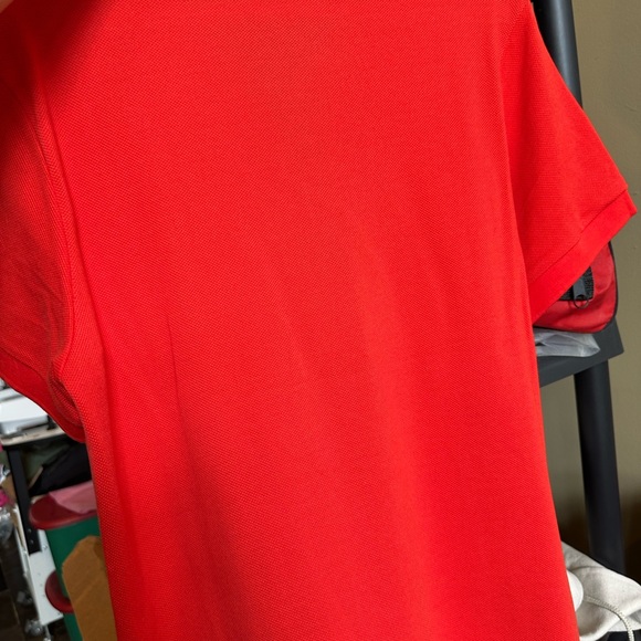 Burberry Vibrant Red/Orange Polo with Iconic Check - Picture 3 of 3